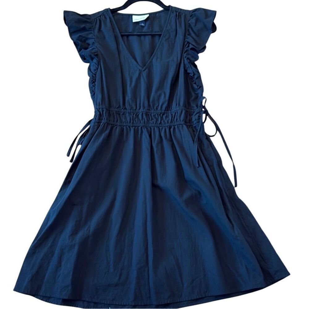 Universal Thread Black Flutter Sleeve Smocked Wai… - image 3